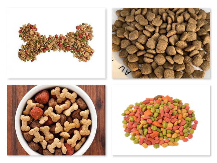 Feed pellets of different shapes